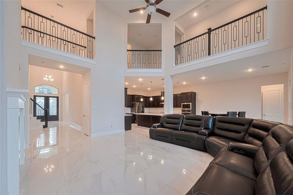 Home Theatre Room, Interior, Kitchen, Living room, Marble, Recessed Lighting