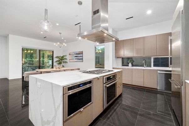 Interior, Kitchen, Pendant Lights, Recessed Lighting, Stainless Steel Appliances