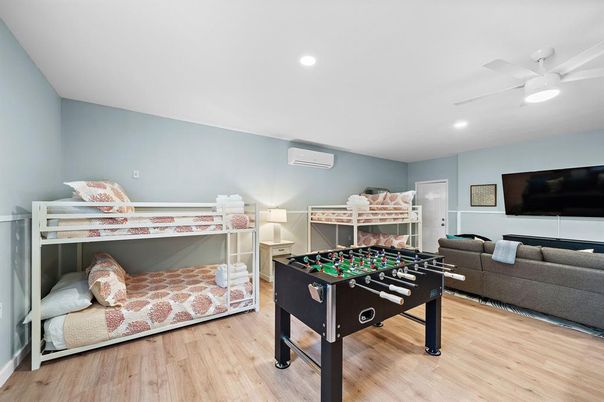Game Room, Interior, Recessed Lighting, Wood Texture Flooring