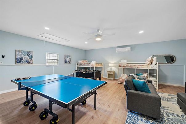 Game Room, Interior, Recessed Lighting, Wood Texture Flooring