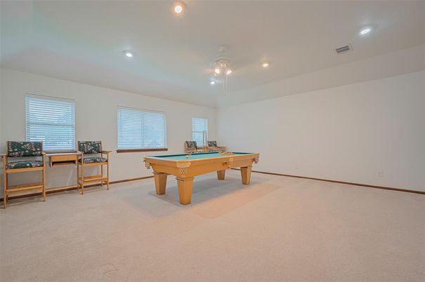 Billiard Table, Game Room, Interior, Recessed Lighting