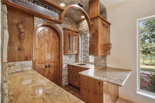 Interior, Kitchen, Stone Walls, Wood Texture Flooring