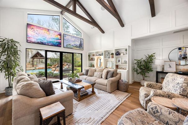 Interior, Living room, Wooden Beams, Wood Texture Flooring