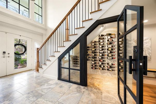 Interior, Recessed Lighting, Wine Storage, Wood Texture Flooring