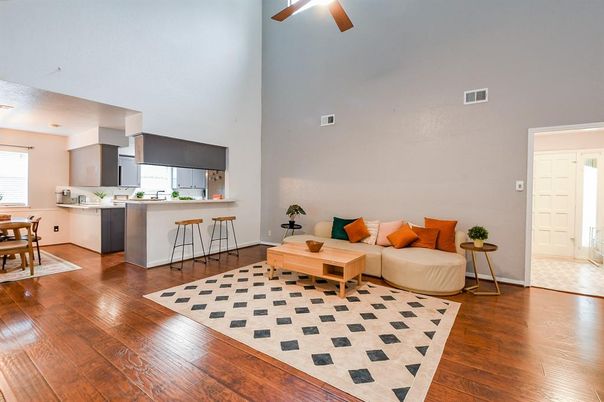Dining room, Interior, Kitchen, Living room, Wood Texture Flooring