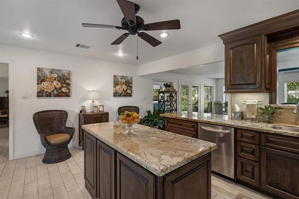 Interior, Kitchen, Recessed Lighting, Wood Texture Flooring