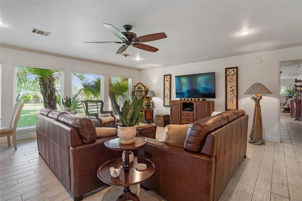 Interior, Living room, Recessed Lighting, Wood Texture Flooring