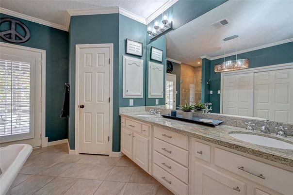 Bathroom, Dual Sink Vanities, Interior, Pendant Lights