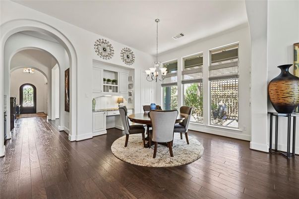 Chandelier, Dining room, Interior, Wood Texture Flooring