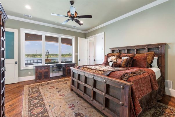 Bedroom, Interior, Recessed Lighting, Water, Wood Texture Flooring