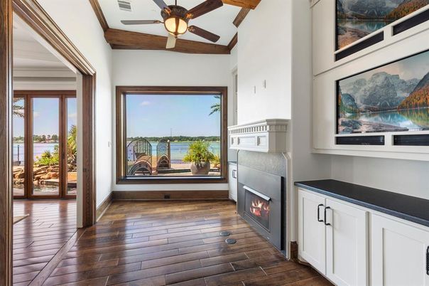 Fireplace, Interior, Water, Wood Texture Flooring