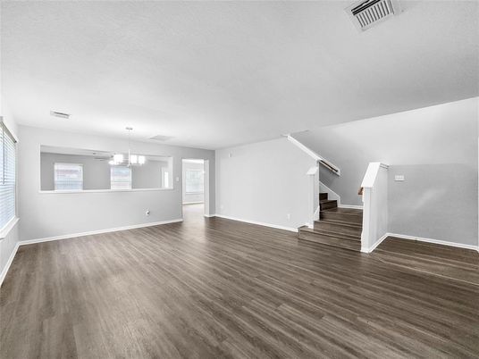 Empty room, Interior, Pendant Lights, Wood Texture Flooring