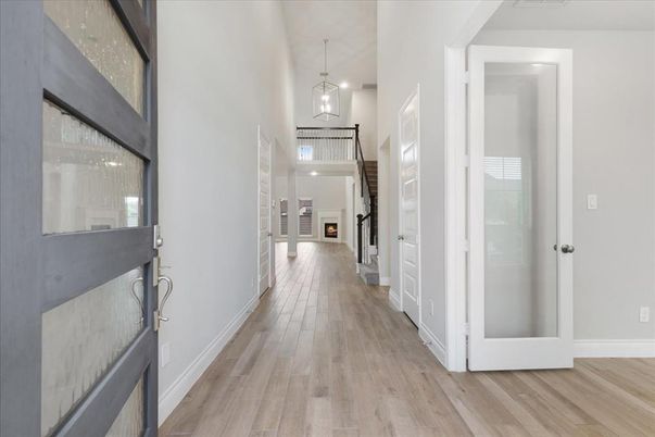 Fireplace, Interior, Pendant Lights, Wood Texture Flooring