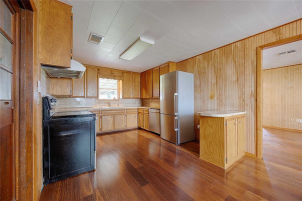 Interior, Kitchen, Wood Texture Flooring