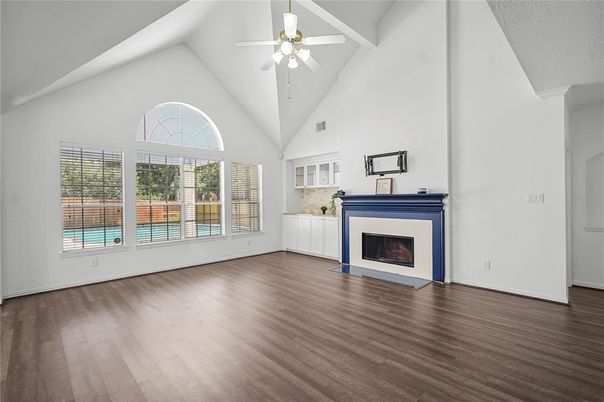 Empty room, Fireplace, Interior, Wood Texture Flooring