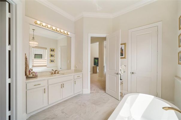 Bathroom, Dual Sink Vanities, Free Standing Baths, Interior, Marble