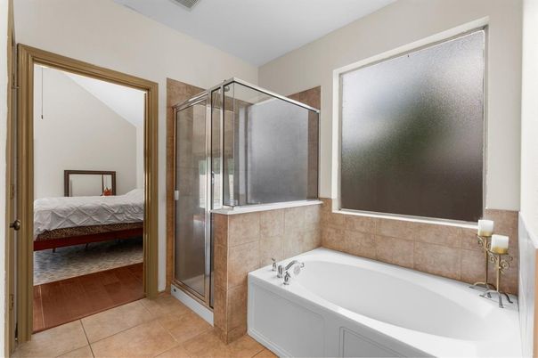 Bathroom, Bedroom, Glass Shower, Interior, Wood Texture Flooring