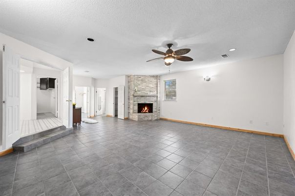 Empty room, Fireplace, Interior, Recessed Lighting