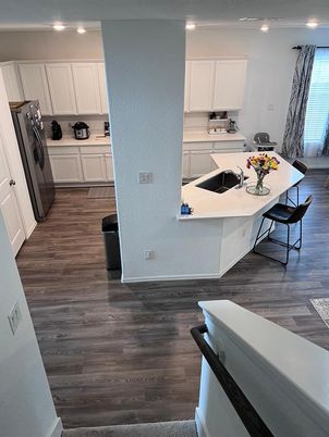 Interior, Kitchen, Recessed Lighting, Wood Texture Flooring