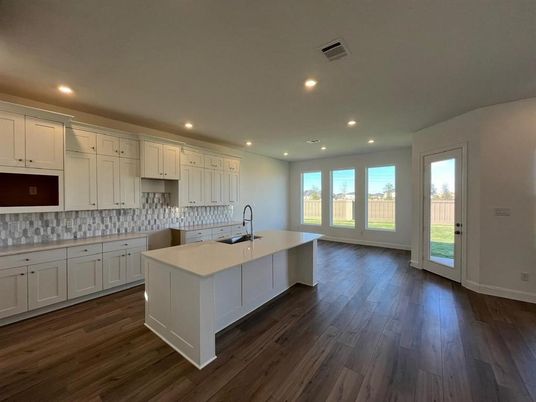 Interior, Kitchen, Recessed Lighting, Wood Texture Flooring
