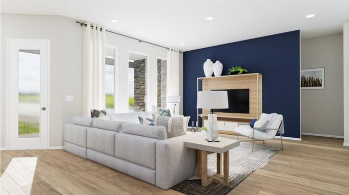 Interior, Living room, Recessed Lighting, Wood Texture Flooring