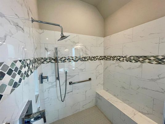 Bathroom, Glass Shower, Interior, Marble Walls