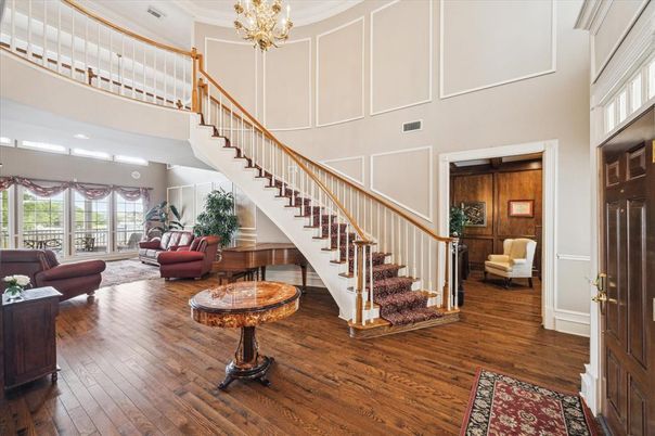 Chandelier, Interior, Living room, Wood Texture Flooring