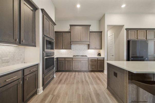 Interior, Kitchen, Recessed Lighting, Wood Texture Flooring