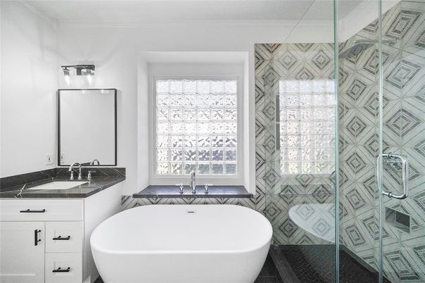 Bathroom, Dual Sink Vanities, Free Standing Baths, Glass Shower, Interior