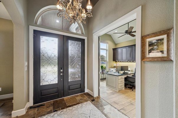 Chandelier, Home Office, Interior, Wood Texture Flooring