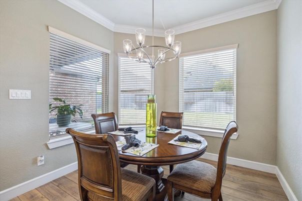 Chandelier, Dining room, Interior, Pendant Lights, Wood Texture Flooring