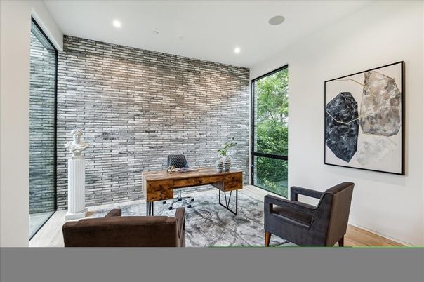 Home Office, Interior, Recessed Lighting, Wood Texture Flooring