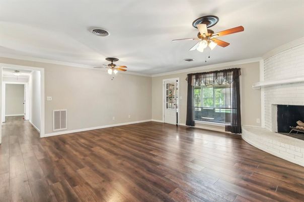 Empty room, Fireplace, Interior, Wood Texture Flooring