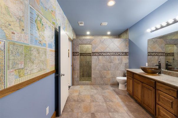Bathroom, Dual Sink Vanities, Glass Shower, Interior, Recessed Lighting