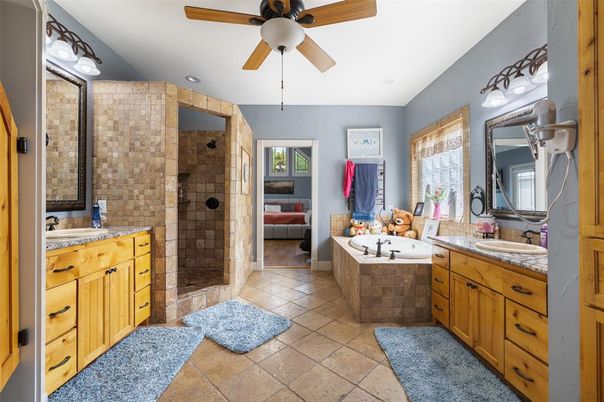 Bathroom, Dual Sink Vanities, Glass Shower, Interior, Recessed Lighting