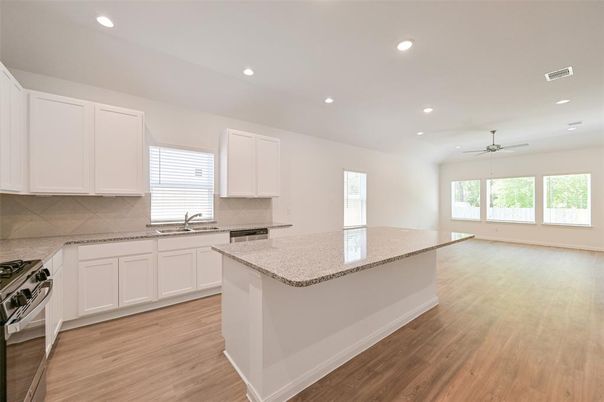 Interior, Kitchen, Recessed Lighting, Wood Texture Flooring