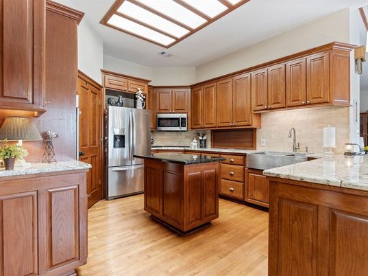 Interior, Kitchen, Stainless Steel Appliances, Wood Texture Flooring