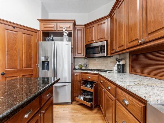 Interior, Kitchen, Stainless Steel Appliances, Wood Texture Flooring