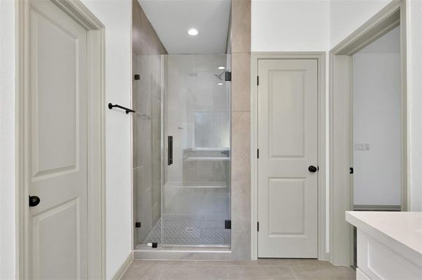 Bathroom, Glass Shower, Interior, Recessed Lighting