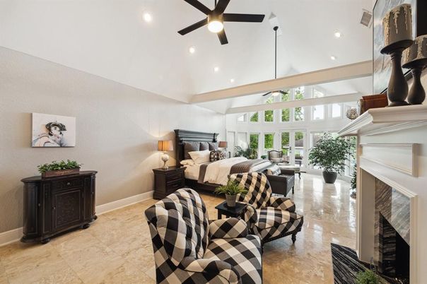 Bedroom, Fireplace, Interior, Recessed Lighting