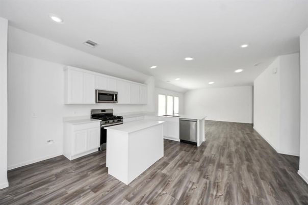 Interior, Kitchen, Recessed Lighting, Wood Texture Flooring