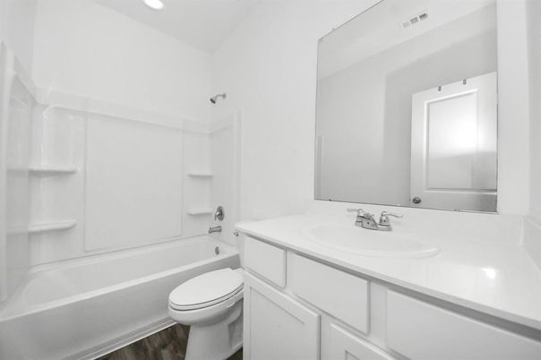 Bathroom, Interior, Recessed Lighting, Wood Texture Flooring
