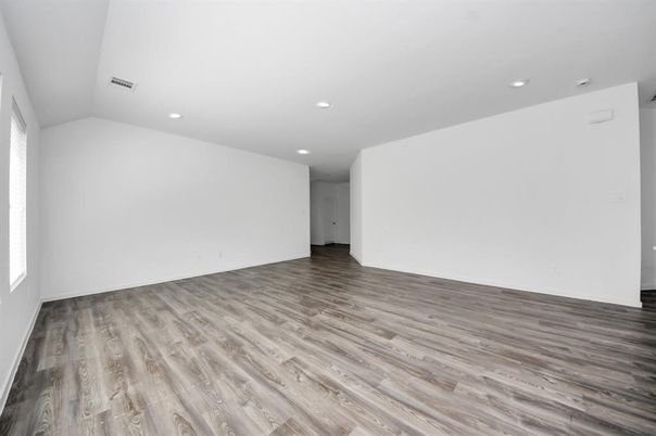 Empty room, Interior, Recessed Lighting, Wood Texture Flooring