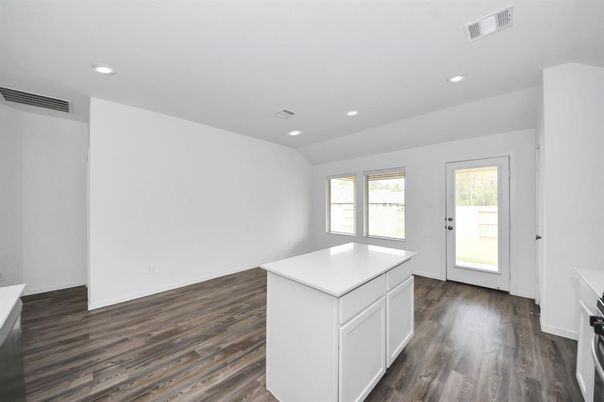 Interior, Kitchen, Recessed Lighting, Wood Texture Flooring