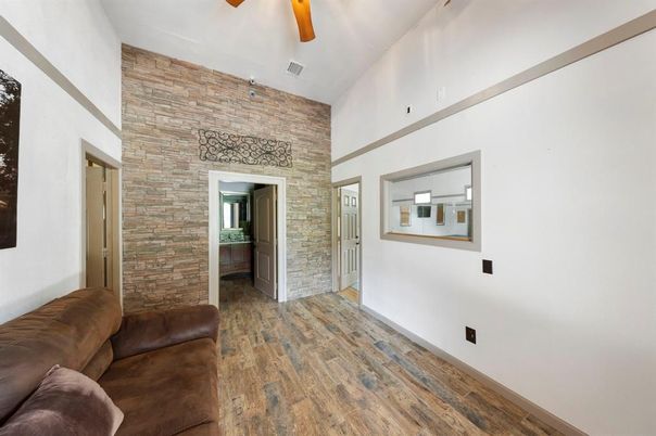 Interior, Stone Walls, Wood Texture Flooring