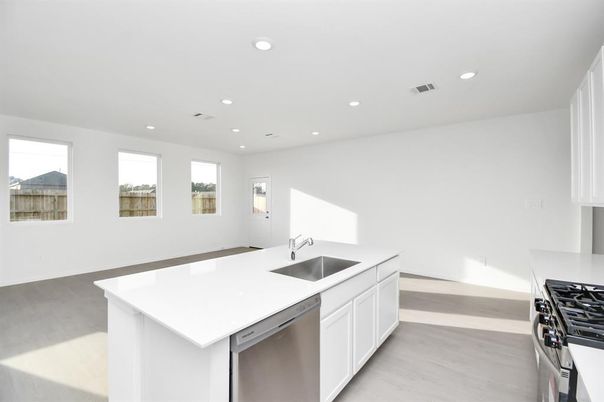 Interior, Kitchen, Recessed Lighting, Wood Texture Flooring