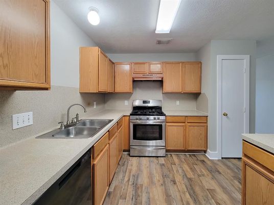 Interior, Kitchen, Stainless Steel Appliances, Wood Texture Flooring