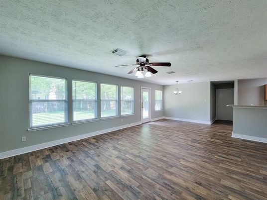 Empty room, Interior, Pendant Lights, Wood Texture Flooring
