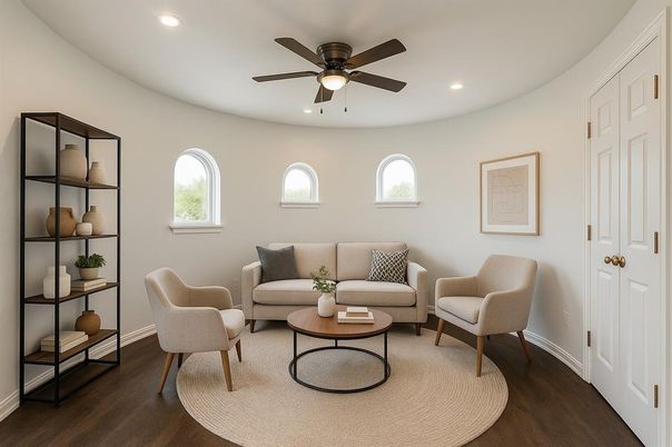 Interior, Living room, Recessed Lighting, Wood Texture Flooring
