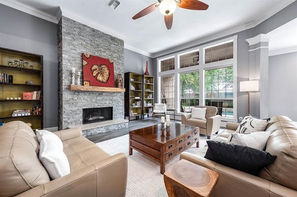 Fireplace, Interior, Living room, Stone Walls